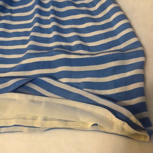 J. CREW Size 2 Blue and White Striped 100% Silk Sleeveless Dress - Picture 9 of 11